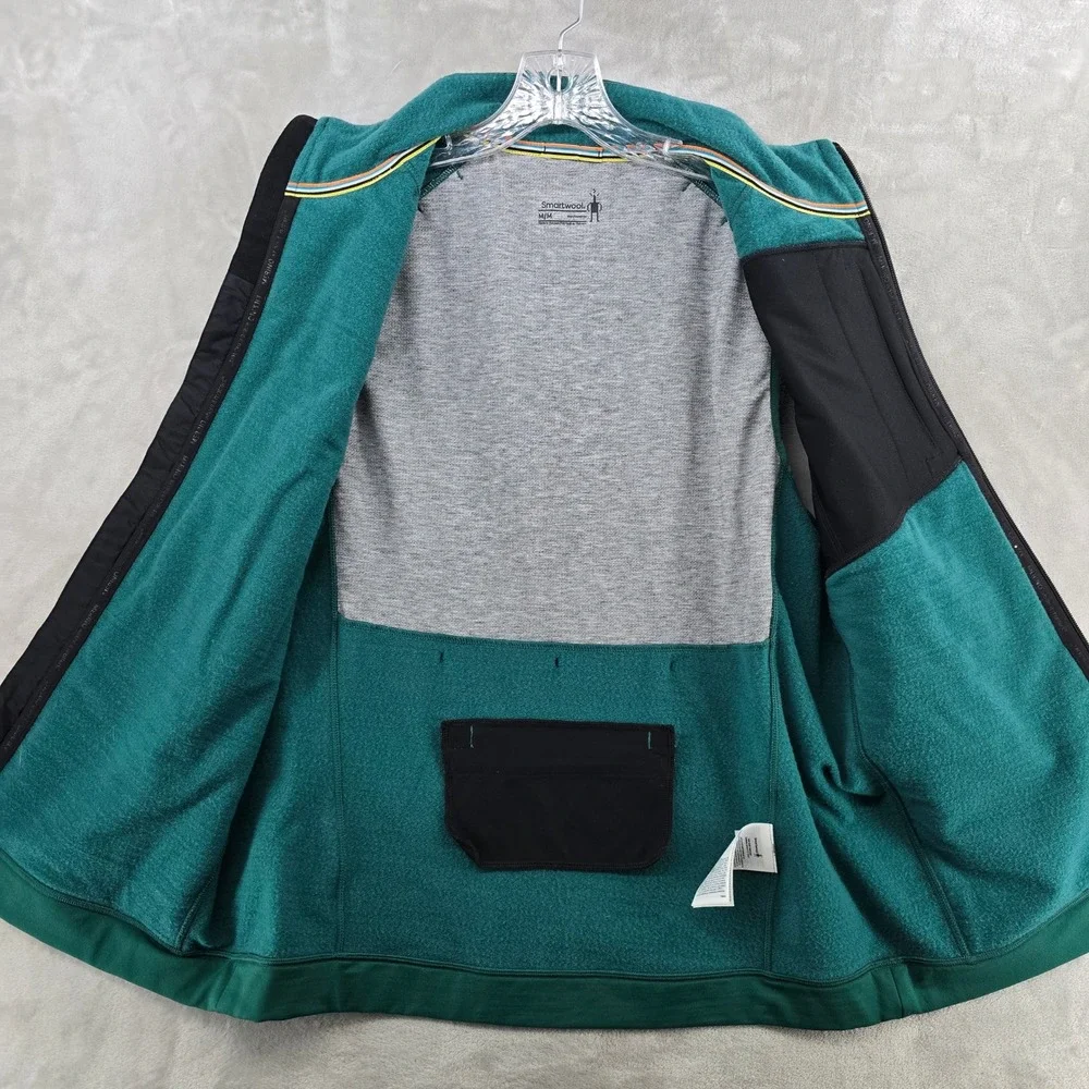 Smartwool active Wind Vest‎ Mens Medium Green Merino Wool Full Zip Active Layer